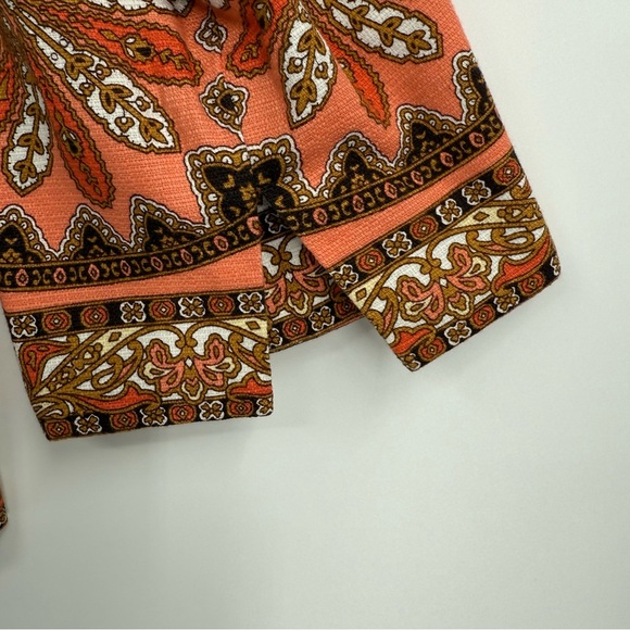 TALBOTS Blazer Size 14 Cotton Jacket Paisley Lightweight Collar Pockets Lined - Picture 7 of 9